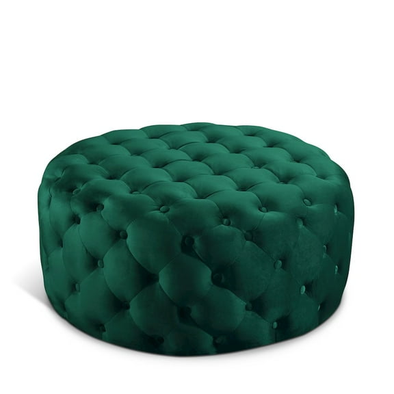 Meridian Furniture Addison Button Tufted Green Velvet Ottoman and Bench