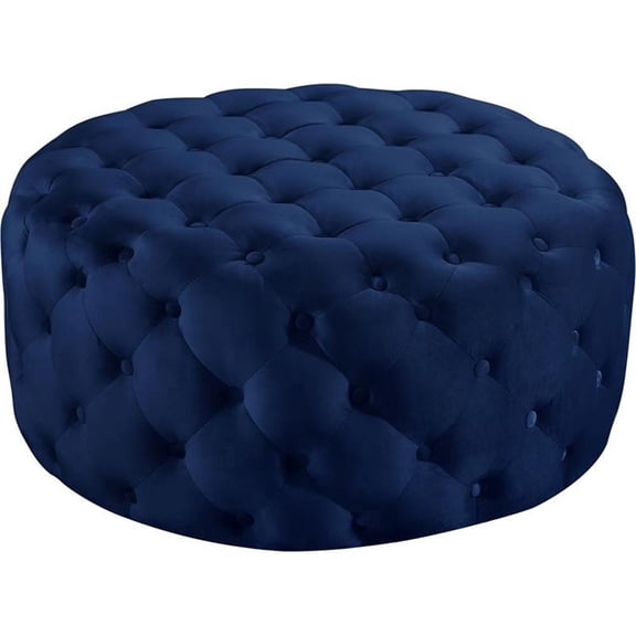 Meridian Furniture Addison Button Tufted Navy Velvet Ottoman and Bench