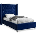thumbnail image 1 of Meridian Furniture Aiden Navy Velvet Twin Bed - Contemporary, 1 of 4