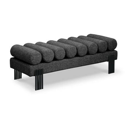 Meridian Furniture Akeela Black Linen Textured Fabric Bench