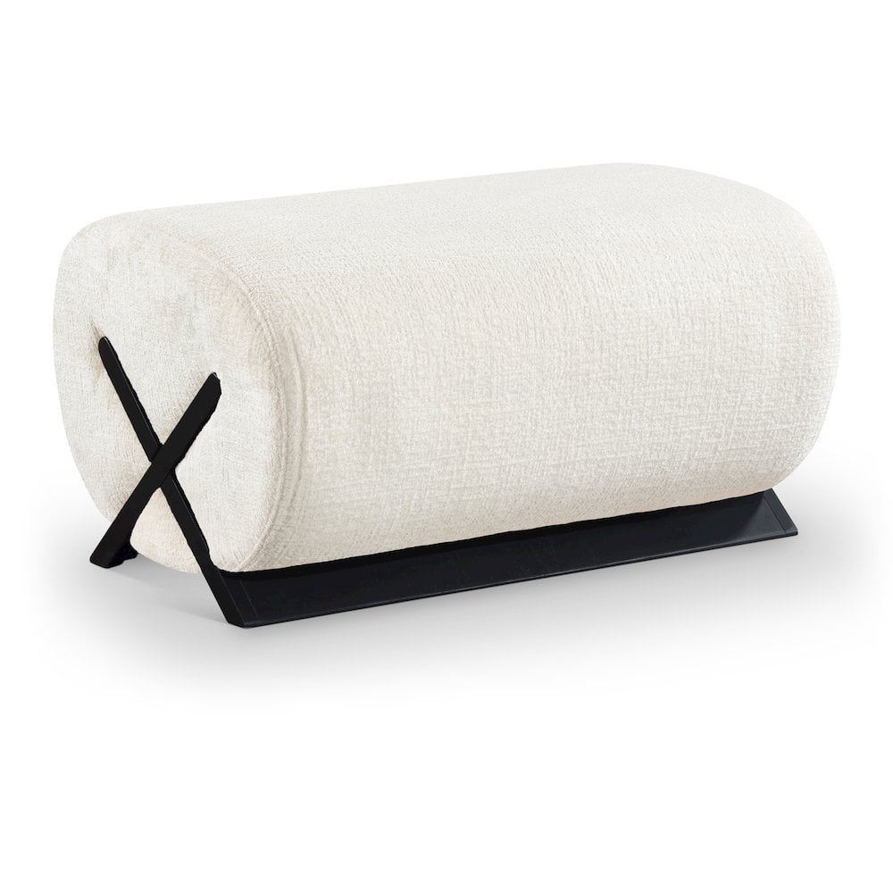Meridian Furniture Akira Cream Upholstered Ottoman