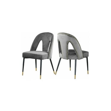 Meridian Furniture Akoya 19.5"H Velvet Dining Chair in Gray (Set of 2)