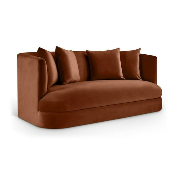 Meridian Furniture Alder Cognac Velvet Loveseat