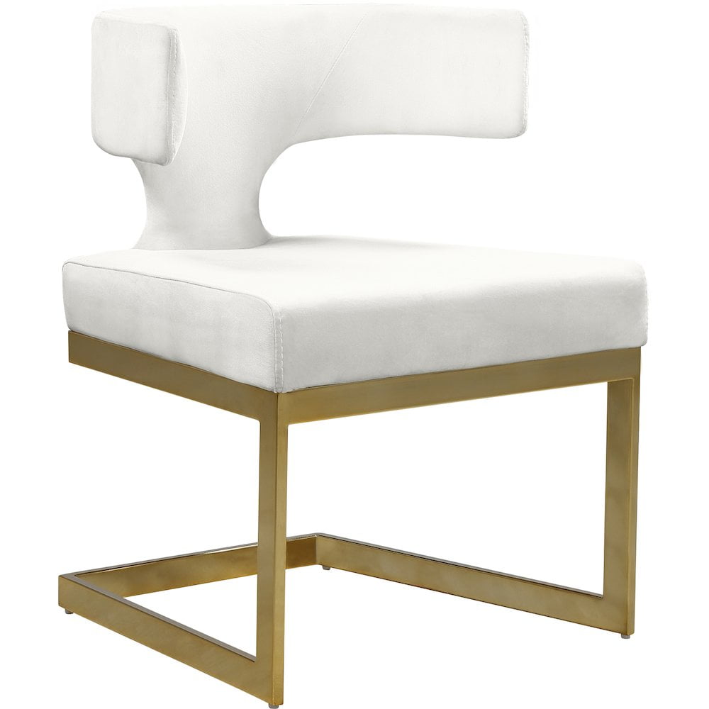 Sumptuous Cream Velvet Dining Chair with Gold Metal Base