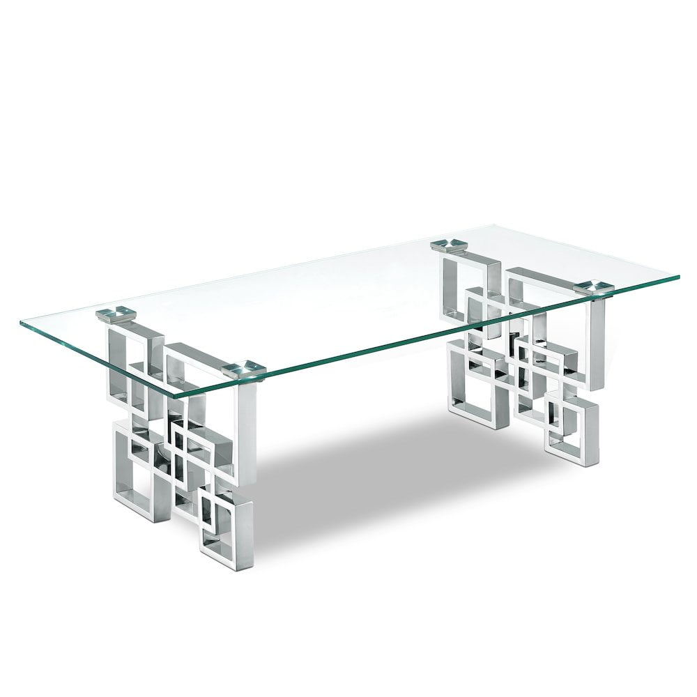 Elegant Alexis 24" Chrome and Glass Modern Coffee Table