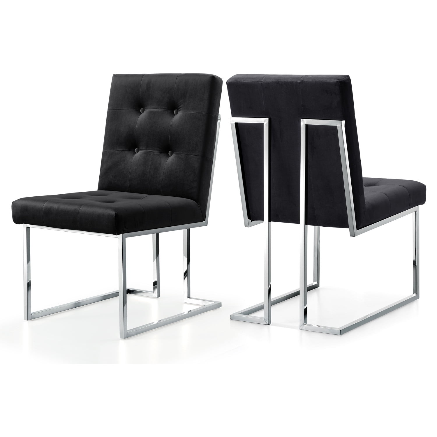 Elegant Parsons Black Velvet Dining Chair with Metal Base