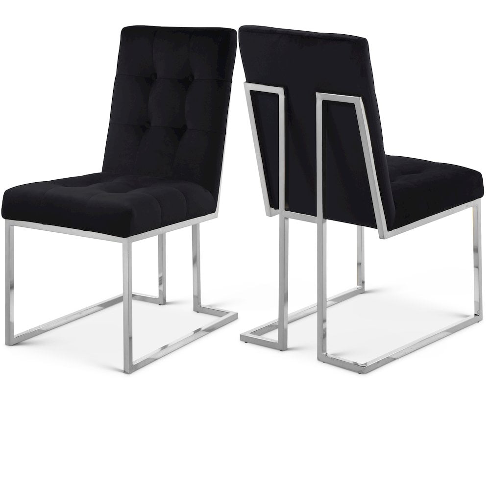 Elegant Parsons Black Velvet Dining Chair with Metal Base