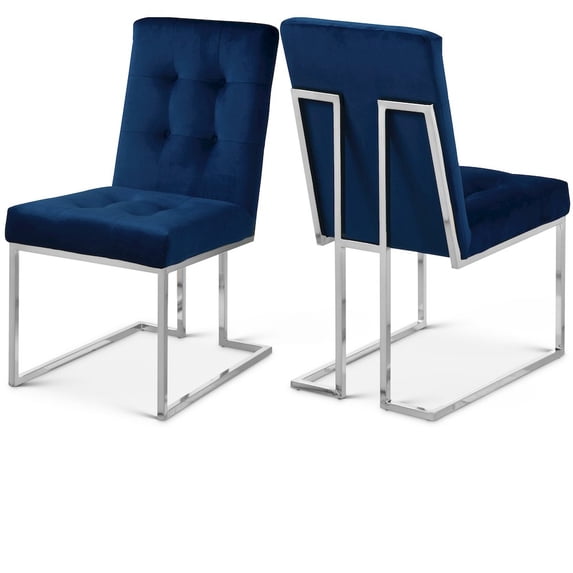 Meridian Furniture Alexis Velvet Dining Chair in Navy (Set of 2)