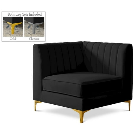 Meridian Furniture Alina Black Velvet Corner Chair