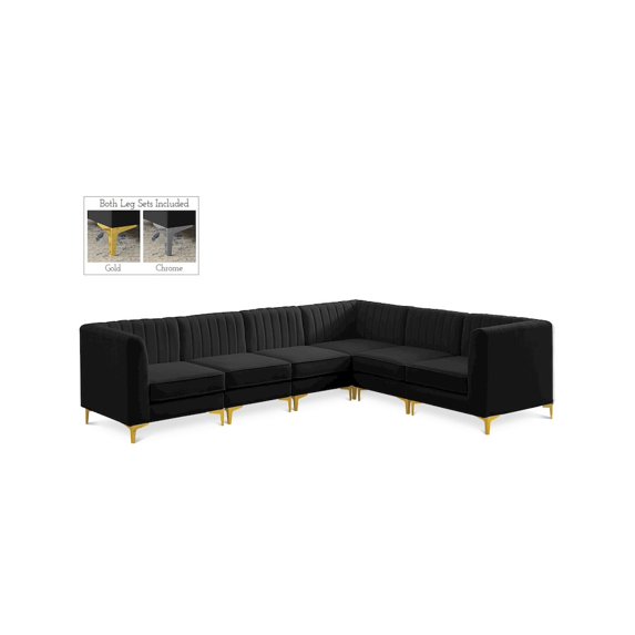 Meridian Furniture Alina Black Velvet Modular Sectional