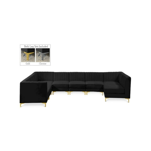Meridian Furniture Alina Black Velvet Modular Sectional