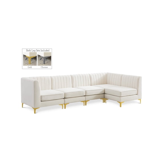 Meridian Furniture Alina Cream Velvet Modular Sectional