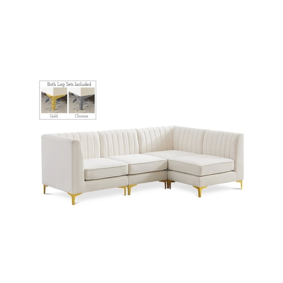 Meridian Furniture Alina Cream Velvet Modular Sectional