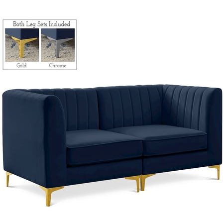 Meridian Furniture Alina Navy Velvet Modular Sofa