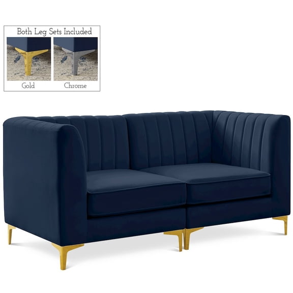Meridian Furniture Alina Navy Velvet Modular Sofa