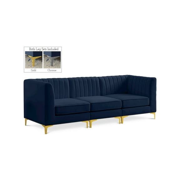 Meridian Furniture Alina Navy Velvet Modular Sofa
