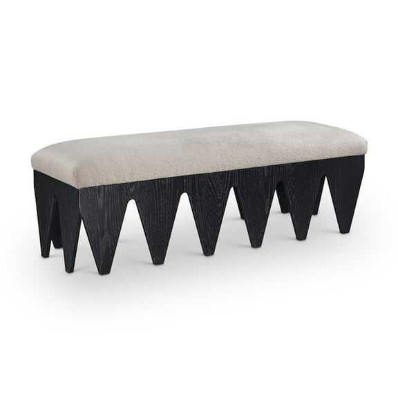 Meridian Furniture Altair Beige Velour Fur Fabric Bench