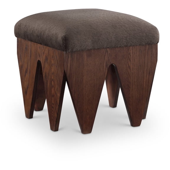 Meridian Furniture Altair Brown Velour Fur Fabric Bench
