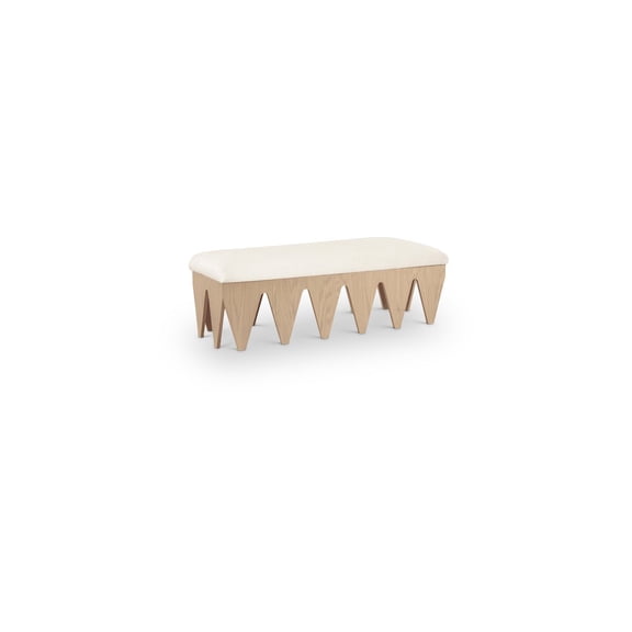 Meridian Furniture Altair Cream Velour Fur Fabric Bench