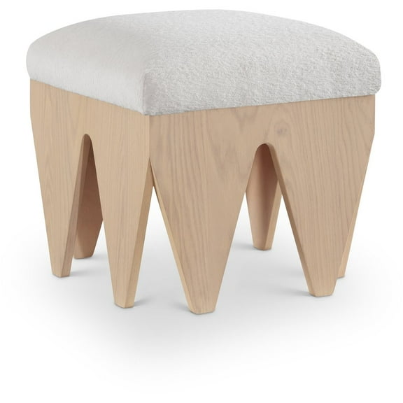 Meridian Furniture Altair Cream Velour Fur Fabric Bench