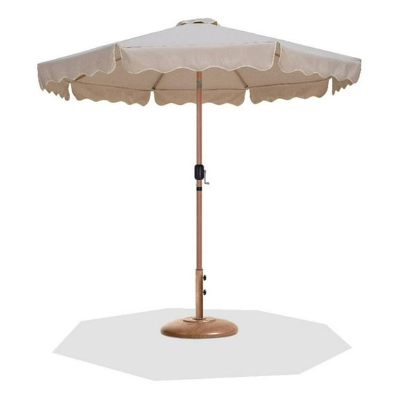 Meridian Furniture Amalfi Beige Polyester Patio Umbrella with Base Set