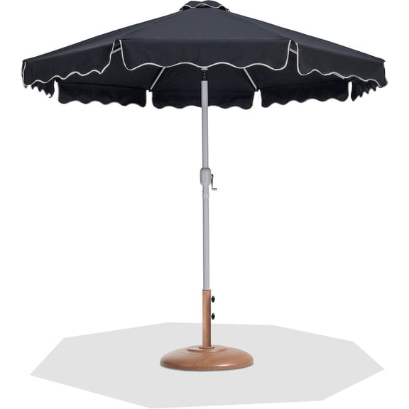 Meridian Furniture Amalfi Black Polyester Patio Umbrella with Base Set