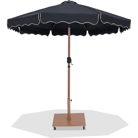 Meridian Furniture Amalfi Black Polyester Patio Umbrella with Base Set