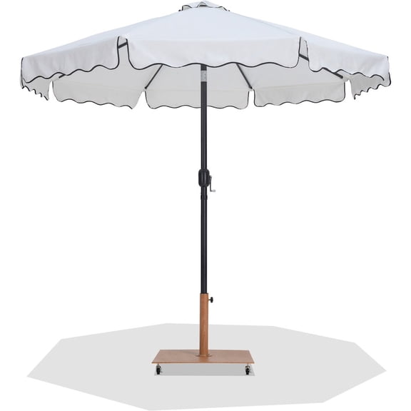 Meridian Furniture Amalfi White Polyester Patio Umbrella with Base Set