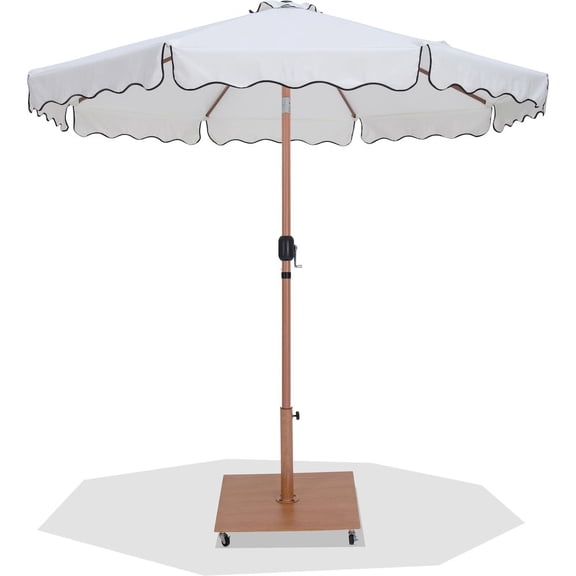 Meridian Furniture Amalfi White Polyester Patio Umbrella with Base Set