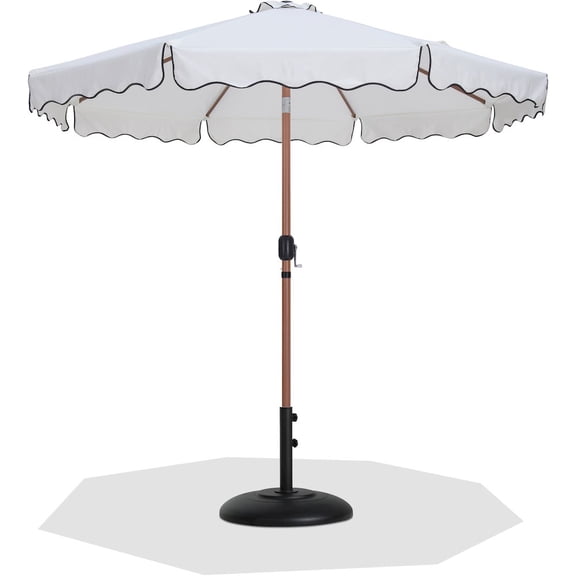 Meridian Furniture Amalfi White Polyester Patio Umbrella with Base Set