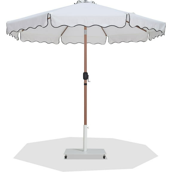 Meridian Furniture Amalfi White Polyester Patio Umbrella with Base Set