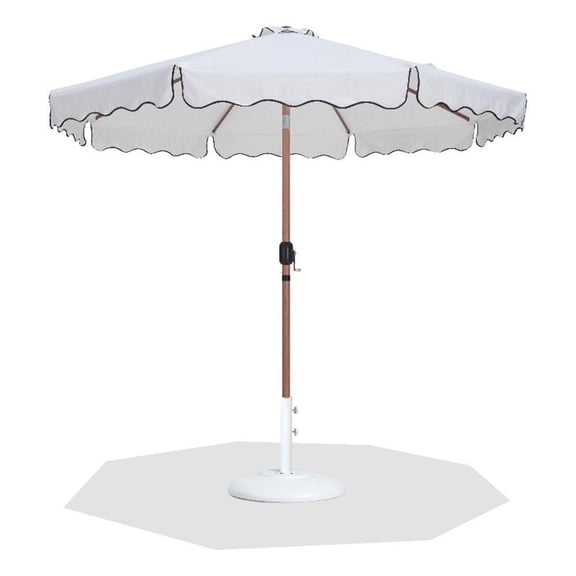 Meridian Furniture Amalfi White Polyester Patio Umbrella with Base Set