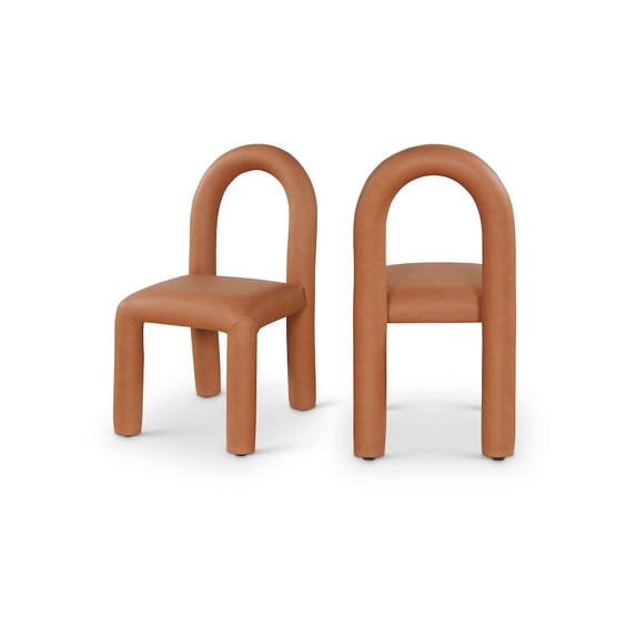 Meridian Furniture Amari Cognac Vegan Leather Dining Chair, Set of 2