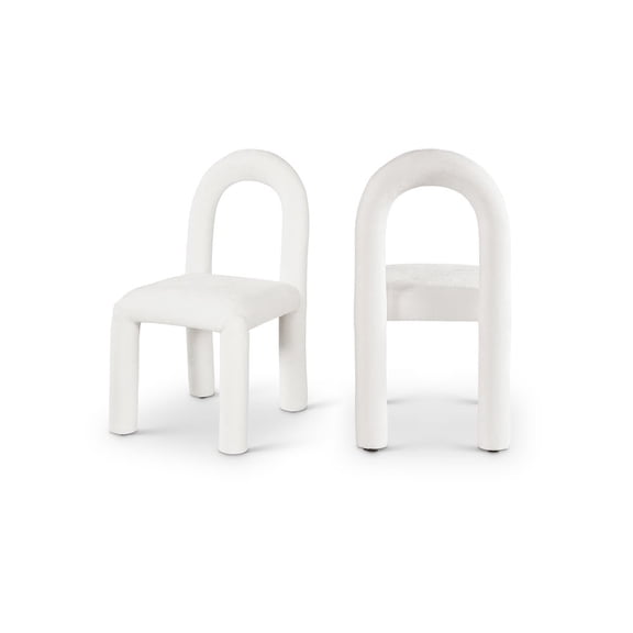 Meridian Furniture Amari Cream Chenille Fabric Dining Chair, Set of 2