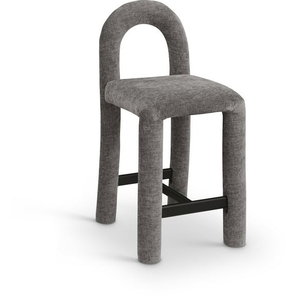 Meridian Furniture Amari Grey Chenille Fabric Stool