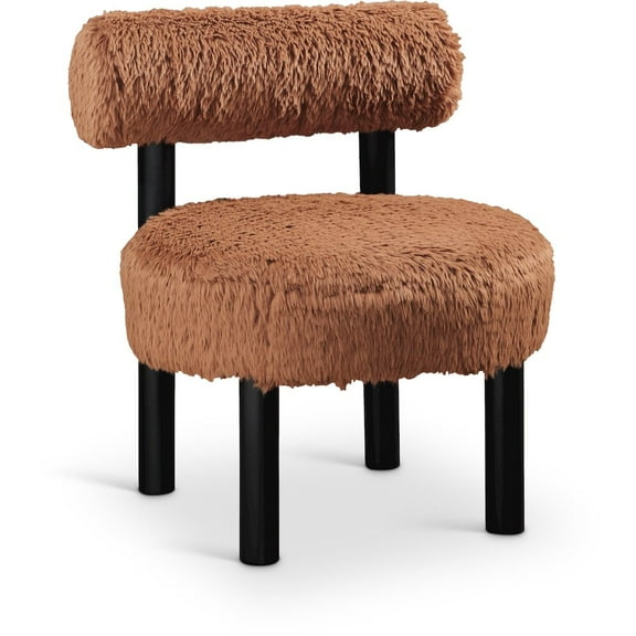 Meridian Furniture Ambre Saddle Vegan Shearling Fabric Upholstered Accent Chair