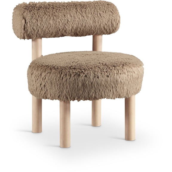 Meridian Furniture Ambre Tan Vegan Shearling Fabric Upholstered Accent Chair