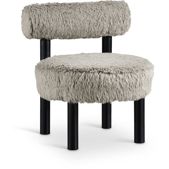 Meridian Furniture Ambre Taupe Vegan Shearling Fabric Upholstered Accent Chair