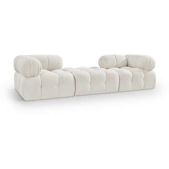 Meridian Furniture Ames 102" Cream Boucle Fabric Upholstered 3pc. Modular Sofa