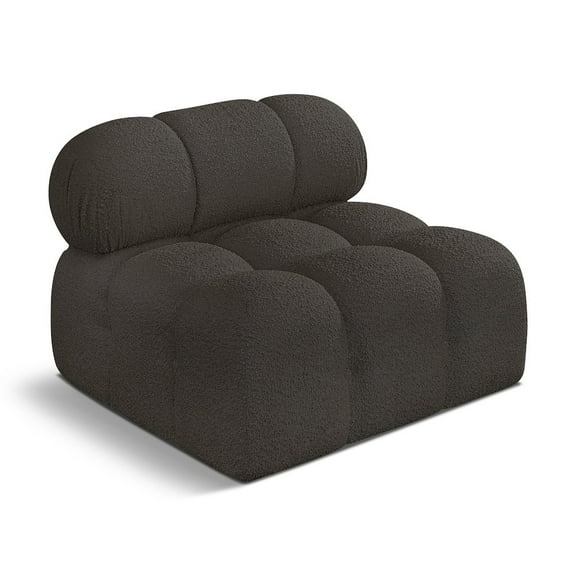 Meridian Furniture Ames Brown Boucle Fabric Armless