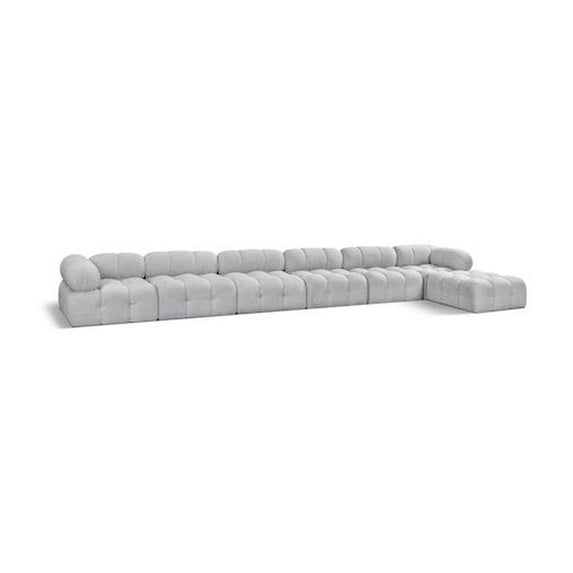 Meridian Furniture Ames Grey Boucle Fabric Modular Sectional