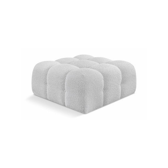 Meridian Furniture Ames Grey Boucle Fabric Ottoman