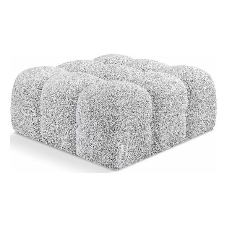 Meridian Furniture Monroe Faux Leather Ottoman | Stool - Silver Meridian Furniture Monroe Faux Leather Ottoman | Stool - Silver