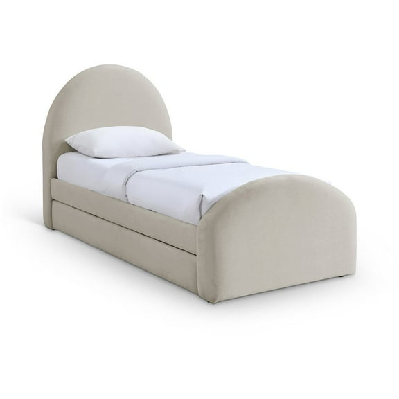 Meridian Furniture Andaz Beige Chenille Fabric Upholstered Twin Trundle Bed