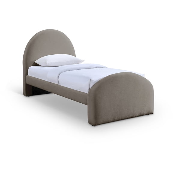 Meridian Furniture Andaz Taupe Chenille Fabric Upholstered Twin Bed