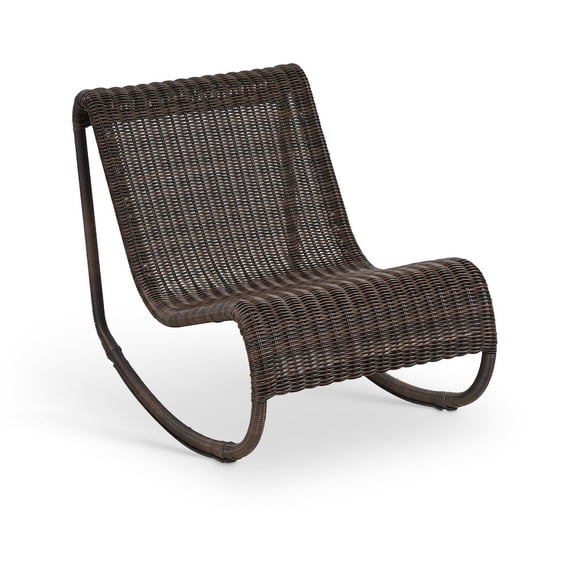 Meridian Furniture Antigua Brown Wicker And Steel Outdoor Patio Rocker