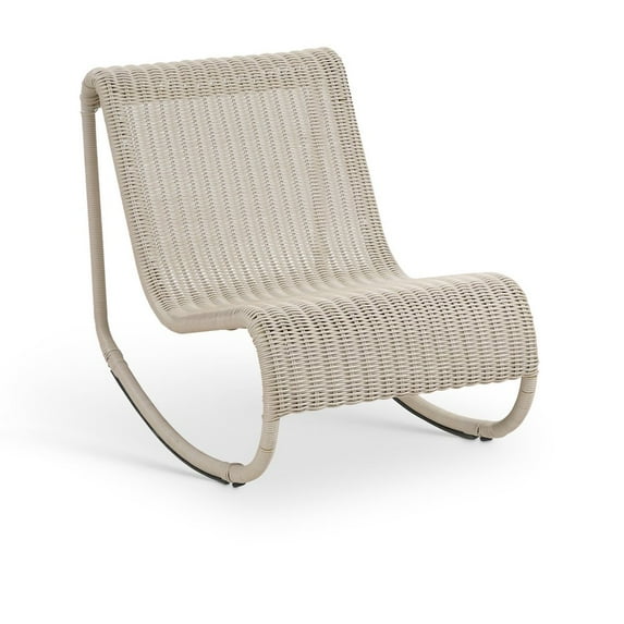 Meridian Furniture Antigua Cream Wicker And Steel Outdoor Patio Rocker