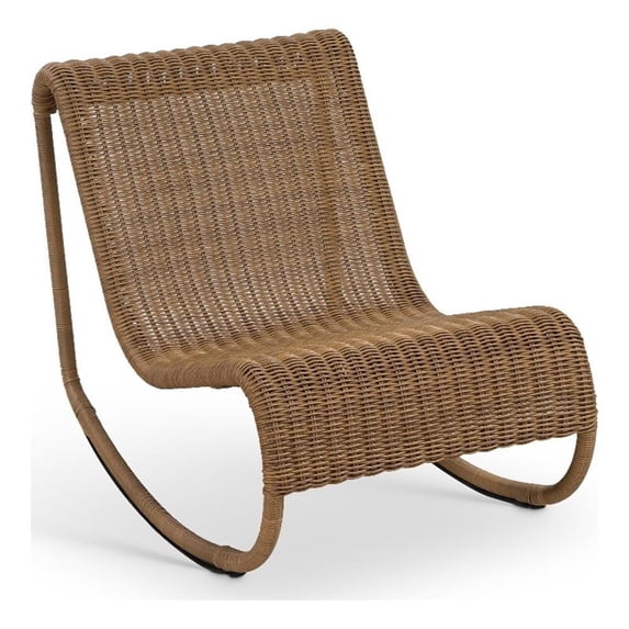 Meridian Furniture Antigua Natural Wicker And Steel Outdoor Patio Rocker