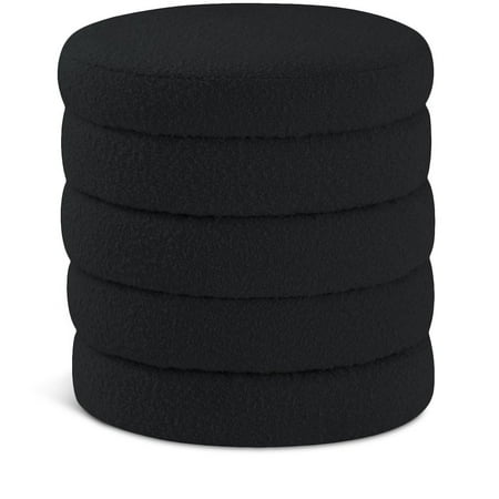 Meridian Furniture Aphia Black Boucle Fabric Ottoman/Stool