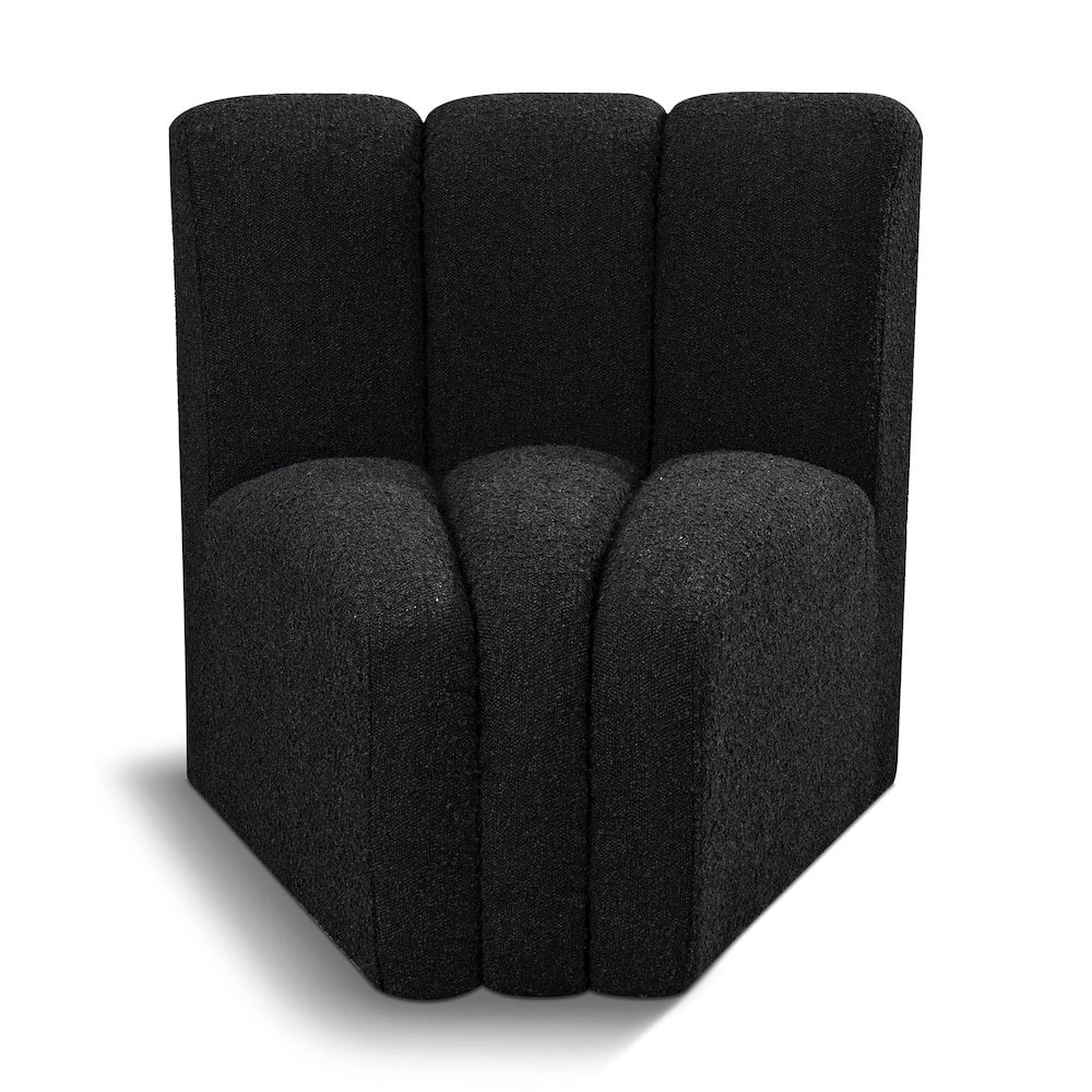 Meridian Furniture Arc Black Boucle Fabric Curved Corner